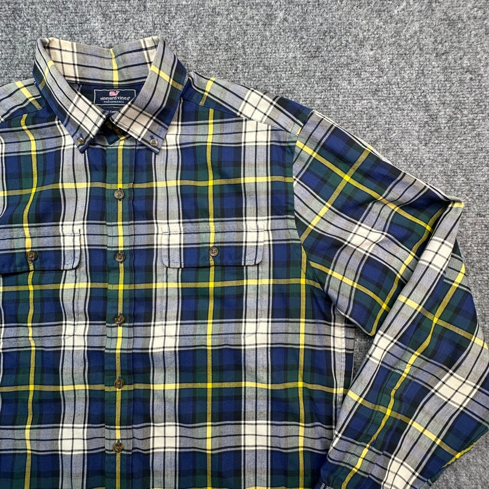 Vineyard Vines Performance Crosby Shirt Mens L Blue Green Plaid Slim Fit‎ - Picture 4 of 15